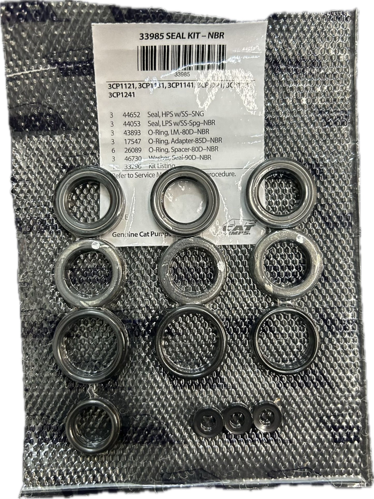 Cat Pumps 33985 Seal Kit - 3CP1121, 3CP1131, 3CP1141, 3CP1221, 3CP1231, 3CP1241
