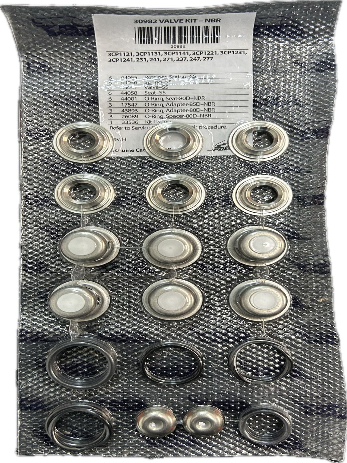 Cat Pumps 30982 Valve Kit - 3CP1121, 3CP1131, 3CP1141, 3CP1221, 3CP1231, 3CP1241, 231, 241, 271, 237, 247, 277