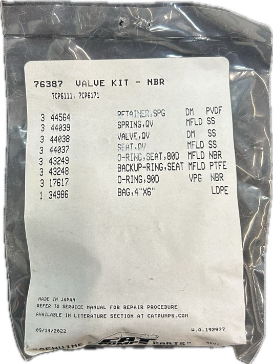 Cat Pumps 76387 Valve Kit - 7CP6111, 7CP6171