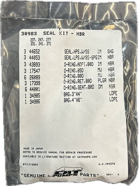 Cat Pumps 30983 Seal Kit - 237, 247, 277, 231, 241, 271